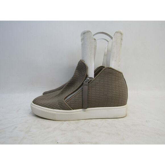 STEVE MADDEN Womens Size 8.5 M Taupe Fabric Hidden Wedge Zip Ankle Fashion Boots - Picture 1 of 11